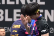 王楚钦男双0-3勒布伦兄弟出局 扇自己巴掌！