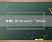 欧盟或将调查宝马在华生产的纯电车！