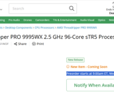 最高96核93000元！AMD线程撕裂者9000系列CPU上架！